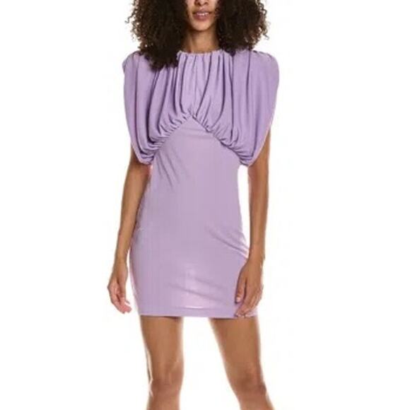 NWT Ronny Kobo Kelly Lavender Mini Dress Large Blouson Lux Pastel Event Brunch - Picture 1 of 8